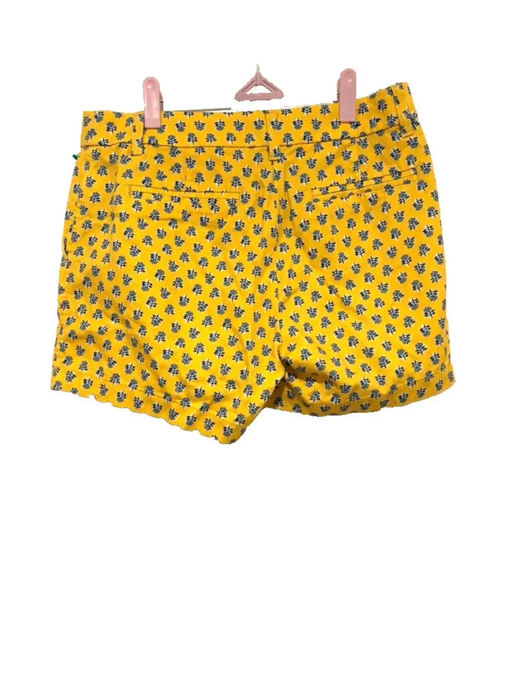 J‎ Crew Yellow floral preppy chino shorts pockets sz 4 zipper latch closure#3530